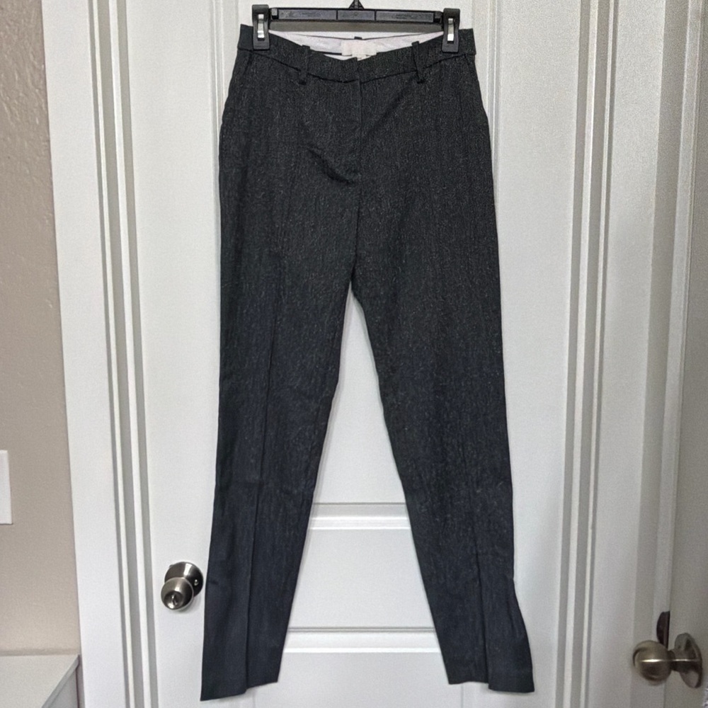 H&M Speckled Chevron Charcoal Grey Trousers with Split Hem 4